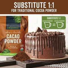 Organic Cacao Powder, Unsweetened, 1 lb 454 g – Rich Dark Chocolate Flavor, P…