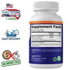 Extracto de Té Verde 98% Polifenoles 50% EGCG 25:1 + Vitamina C 180 Cápsulas