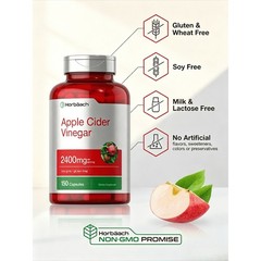 Horbaach Apple Cider Vinegar Capsules 2400mg, Non-GMO , 150 Count