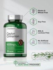 Ceylon Cinnamon 6000 Mg Sugar Metabolism Weight Management Support, 150 Capsules