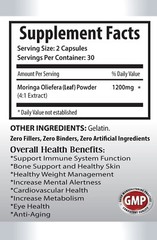 immune system – MORINGA OLEIFERA 1200MG – moringa for weight loss – 1 Bottle