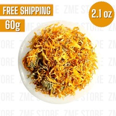 Dried Calendula Flowers –Whole Organic Marigold Petals– 100% Natural 60g (2.1oz)