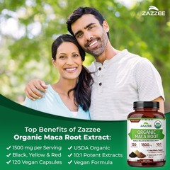 Organic Maca Root 10:1 Extract 1500mg – Energy & Stamina Support, 120 Vegan Caps