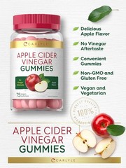 Apple Cider Vinegar Gummies | 75 Count | Vegan, Apple Flavor | by Carlyle