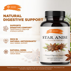 Star Anise Capsules 800mg Illicium Verum Digestive Support Herbal Supplement 100