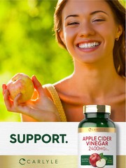 Apple Cider Vinegar Capsules 2400mg | 240 Count | Non-GMO | by Carlyle