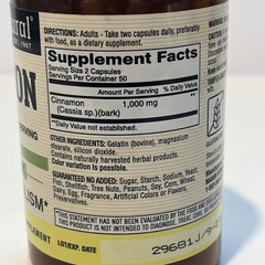 Mason Natural Cinnamon 1000 mg 100 Capsules EXP 09/2027