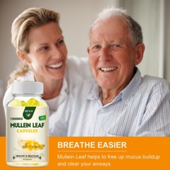 Mullein Leaf Capsules 1500mg – Support Lung Cleanse Respiratory Health Vegan