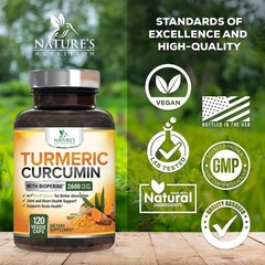 Turmeric Curcumin 2600mg w/ BioPerine Black Pepper Triple Strength Capsules