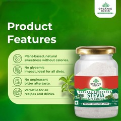 Organic India Stevia Powder – 75g | Plant-Based Natural Sweetener | Zero Calorie