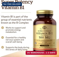 Vitamin B1 (Thiamin) 500 mg, 100 Tablets – Energy Metabolism | Healthy Nervous S