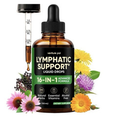 Venture Pal Lymphatic Support Liquid Drops 16-in-1 120 mL Alcohol-Free Vegan