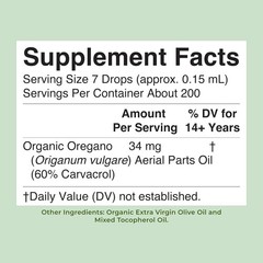 Organic Oil of Oregano Drops for Immune Support 6 Supply