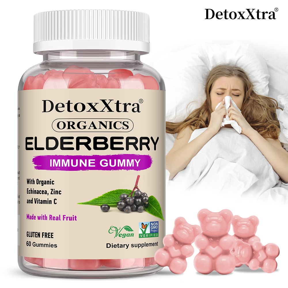 Elderberry Gummy For Adult Immune Support Supplement W/Organic Fruit Herba Blend