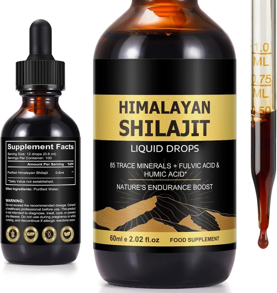 Shilajit Pure Himalayan Resin Drops – Organic Shilajit Men & Women – 2 Fl Oz