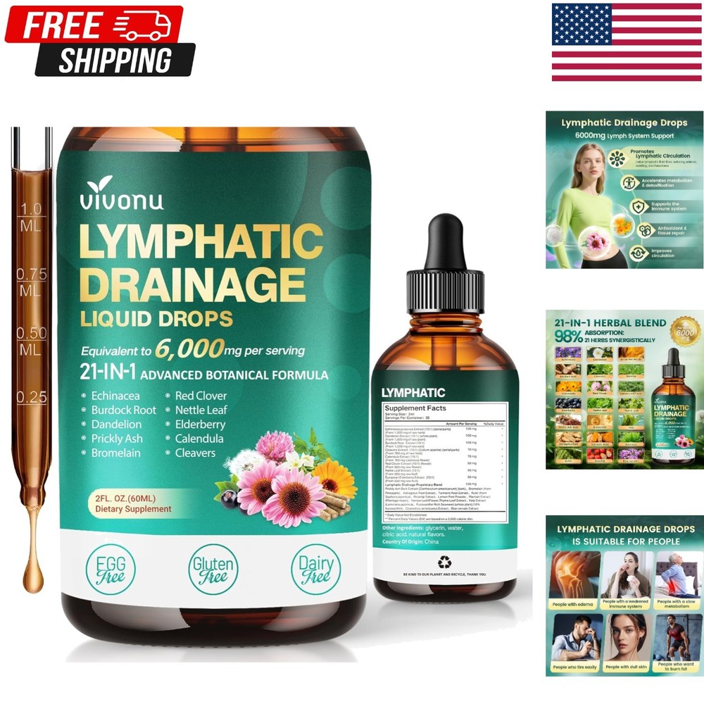 Organic Lymphatic Drainage Drops, Lymphatic Drainage Supplement for Healthy L…