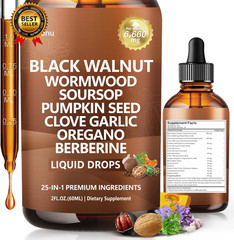 25-In-1 Liposomal Black Walnut Wormwood Clove Tincture, Cleanse for Humans Drops