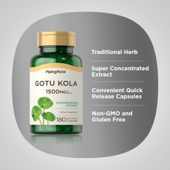 Gotu Kola Capsules | 180 Count | 420mg | Non-GMO | by Piping Rock