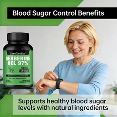 SresXrefas Berberine HCL 97% 500mg 120 Caps Glucose Metabolism Piperine Turmeric