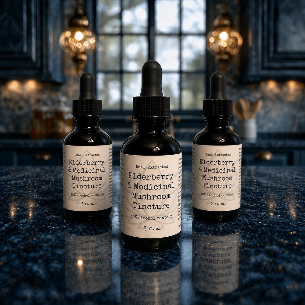 Elderberry Medicinal Mushroom Tincture ☆ Chaga & Turkey Tail Organic Herbal 2 oz
