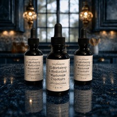 Elderberry Medicinal Mushroom Tincture ☆ Chaga & Turkey Tail Organic Herbal 2 oz