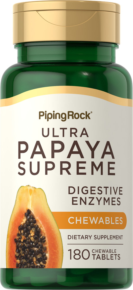 Super Papaya Enzyme | 180 Chewable Tablets | Non-GMO Supplement | by Piping Rock
