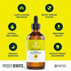 2pk Mullein Drops for Lungs Cleanse – Organic Mullein Leaf Turmeric Extract 4oz