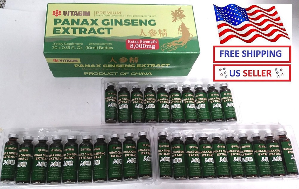RED PANAX GINSENG EXTRACT 12 yrs old Roots 8000Mg premium 1 Box (30 Bottles)