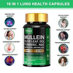 18 In 1 Lung Complex Mullein Extract Supplement Lungs Detox Cleanse Respiratory