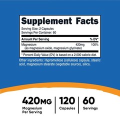 Nutricost Magnesium+ Extra Strength 420mg, 120 Capsules – 60 Servings