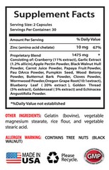 Natural Bacterial Killer – Anti Parasite Cleanser 1485mg – Parasite Cleanse 1B