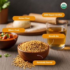 USDA Organic Fenugreek Seeds, Lab Tested for Heavy Metals, Resealable 8 oz Po…