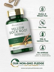 Yellow Dock Root | 1500mg | 200 Capsules | Non-GMO, Gluten Free | by Carlyle