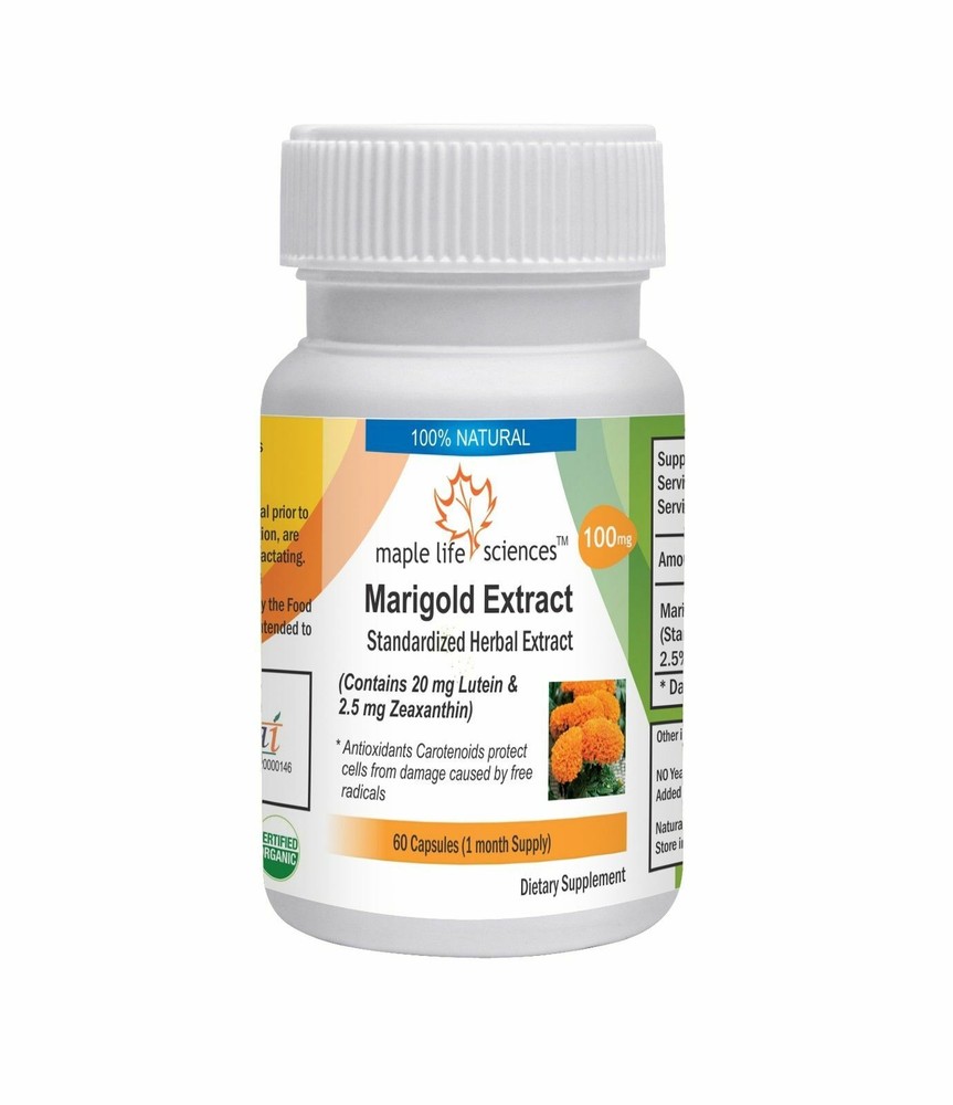 Marigold Extract Capsules 20% Lutein with Zeaxanthin Pure & High Quality