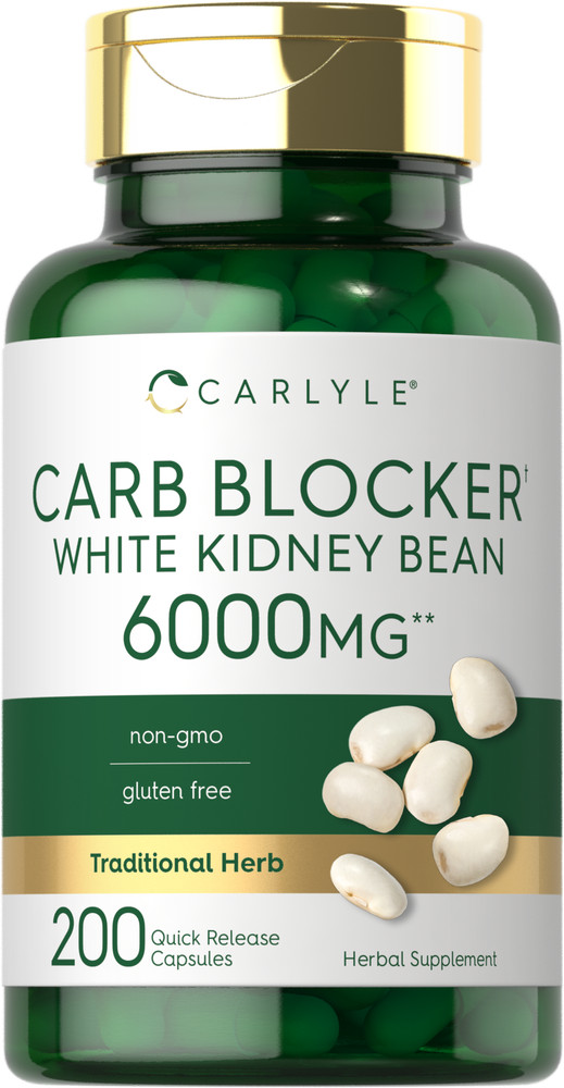 White Kidney Bean Extract Carb Blocker | 6000mg | 200 Capsules | by Carlyle