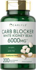 White Kidney Bean Extract Carb Blocker | 6000mg | 200 Capsules | by Carlyle
