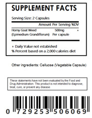 Horny Goat Weed Extract 20% Icarin Capsules – 500mg Each – Free Shipping