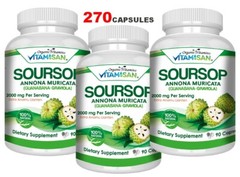 Soursop Graviola Capsules Leaf & Fruit Extract 270 Capsules High Potency