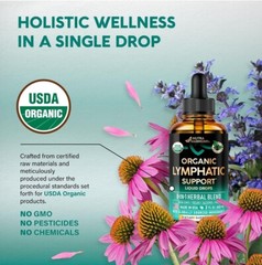 Nutra Harmony Organic Lymphatic Support Liquid Drops 8-in-1 Herbal Blend 2oz USA