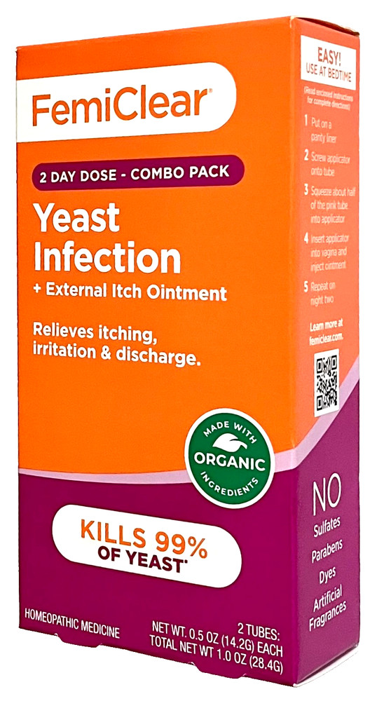 FemiClear Homeopathic 2-Day Dose-Combo Yeast Infection + External Itch Ointment