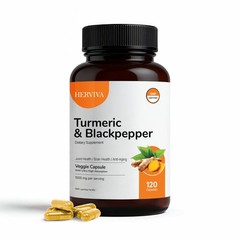 Herviva Organic Turmeric Curcumin and Black Pepper Extract Capsules – 1500mg