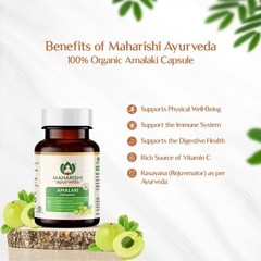 Maharishi Ayurveda Organic Amla Capsules 700 MG | Detoxifies Body | 120 Capsules