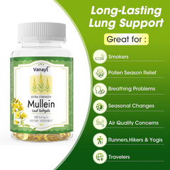 Mullein Leaf Capsules for Lung Cleansing & Detox Herbal Dietary Supplement 120pc