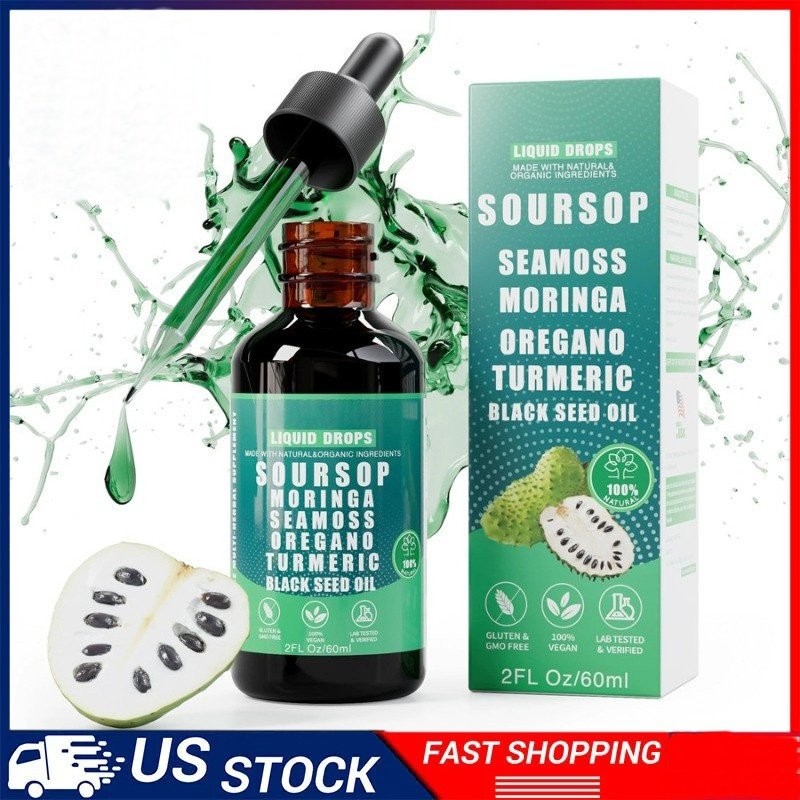 Pure Soursop Liquid Drops . 10 – in – 1 Herbal Blend for Immune & Wellness Suppo