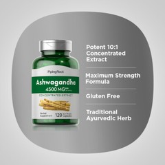 Ashwagandha Capsules | 4500mg | 120 Count | Non-GMO | by Piping Rock