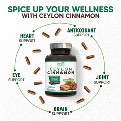 Pure Cinnamon Capsules, True Sri Lanka Certified Organic Ceylon Cinnamon Pills