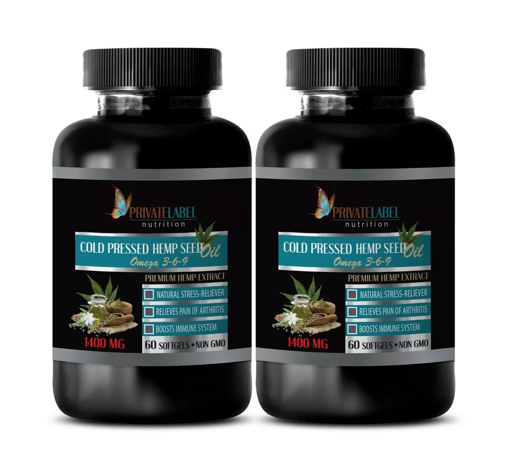 Skin restoration – HEMP SEED OIL – Omega-6 oils 2 Bottle 120 Capsules