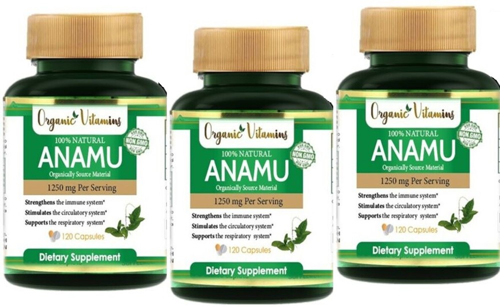 3 ANAMU 1250 mg 360 capsules LOW SUGAR CONTROL CIRCULATORY SYSTEM Organic
