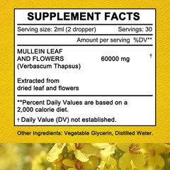 Mullein Drops Lung Cleanse Leaf Extract Immune Support Detox Respiratory 60ml