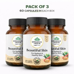 Organic India Beautiful Skin 60 Veg Capsules Ayurvedic Herbal Skin Care 3 Pack